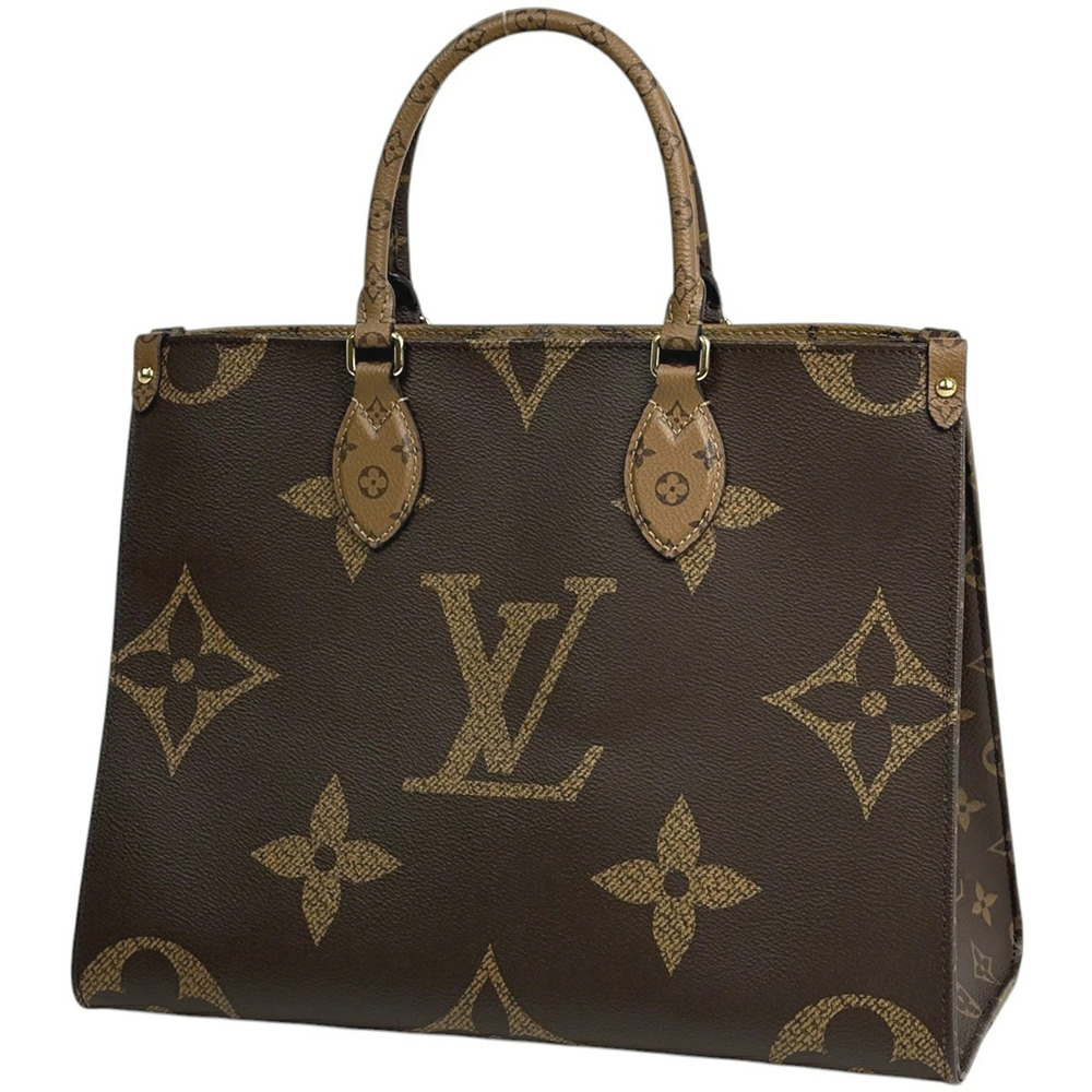 Louis Vuitton On The Go Shoulder Bag Monogram Giant Tote Reverse Brown